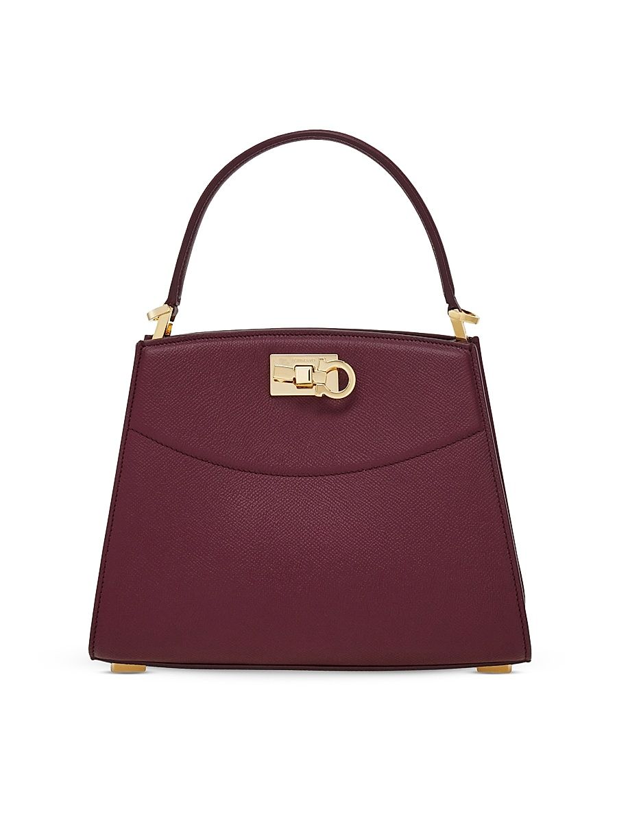 Women's Studio Box Leather Top Handle Bag - Plum