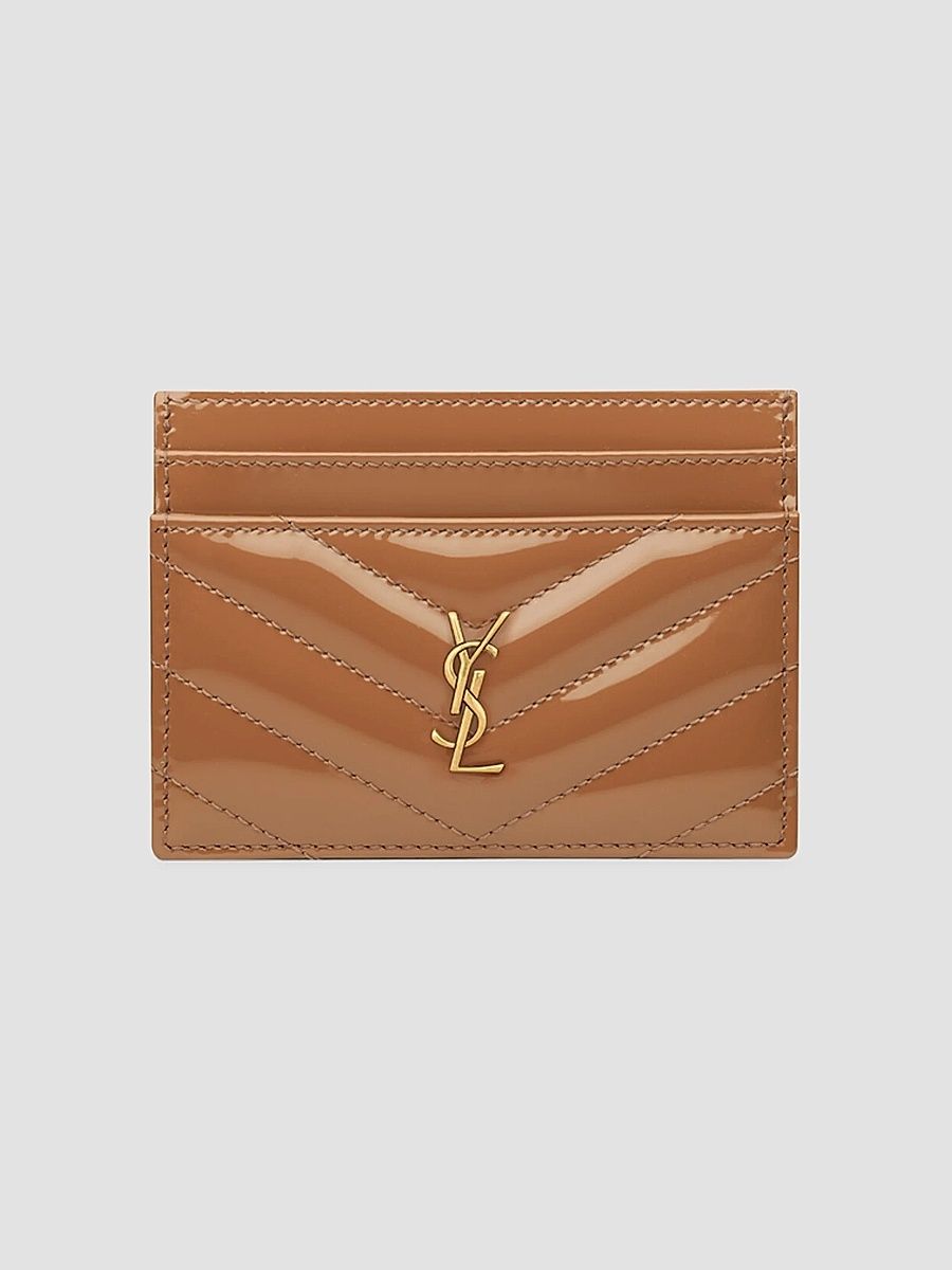Saint Laurent Women's Cassandre Card Case in Patent Leather - Faded Brick