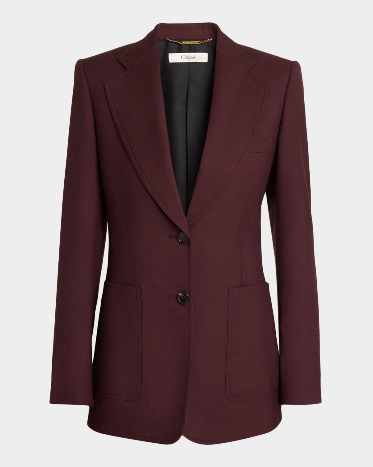 Wool Gabardine Single-Breasted Blazer Jacket