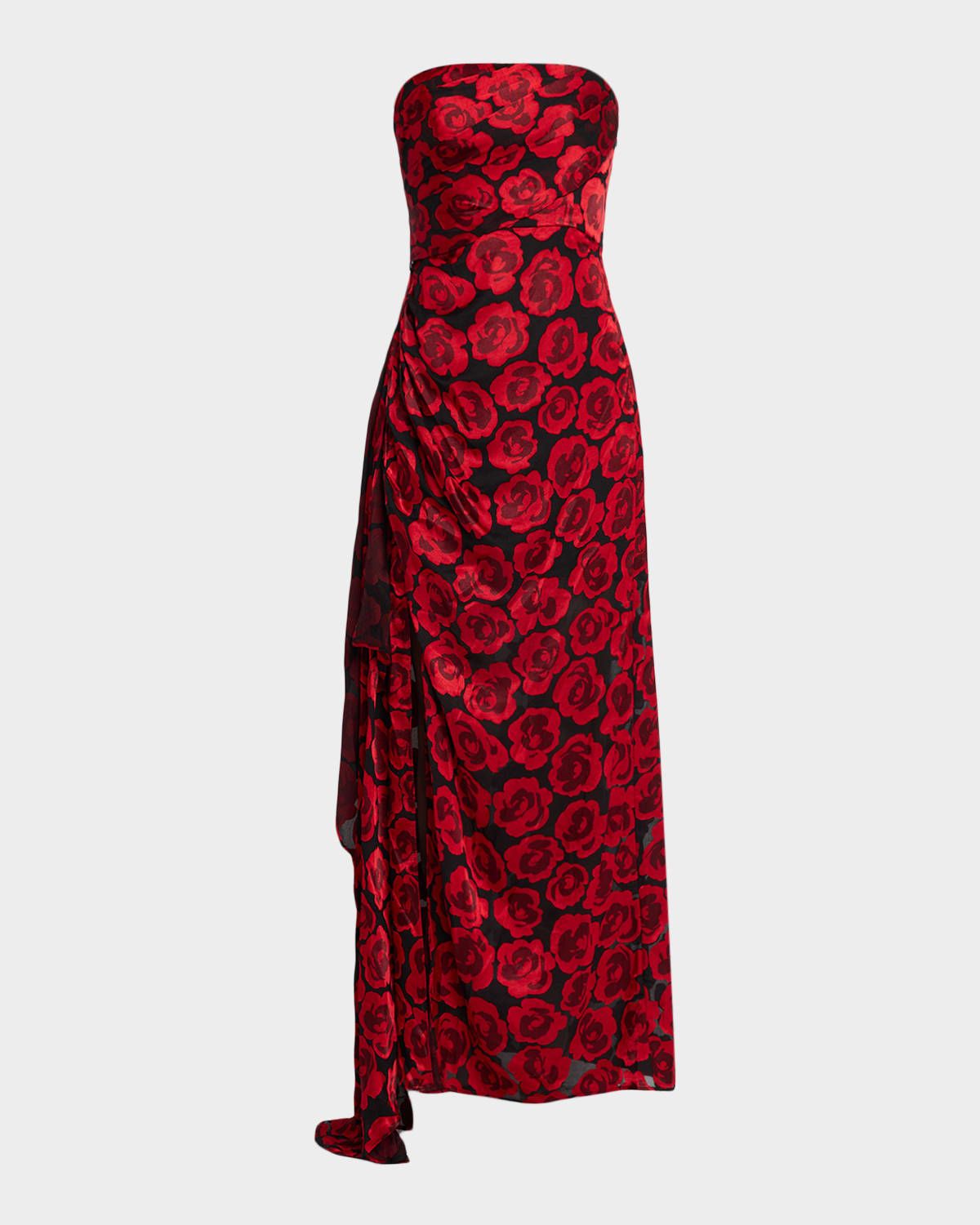 Lulu Floral-Print Strapless A-Line Gown