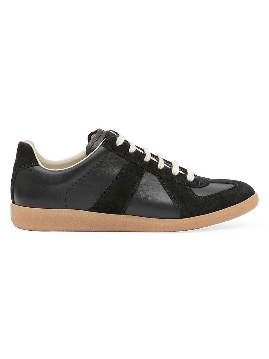 Men's Replica Leather & Suede Sneakers - Black - Size 14