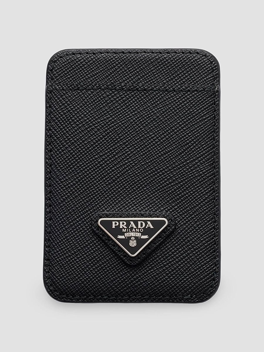 Men's Saffiano Leather Card Holder - Black