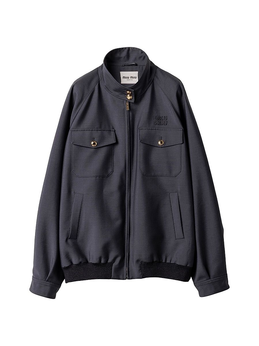 Women's Bonded Kid Mohair and Jersey Blouson Jacket - Grey - Size 10