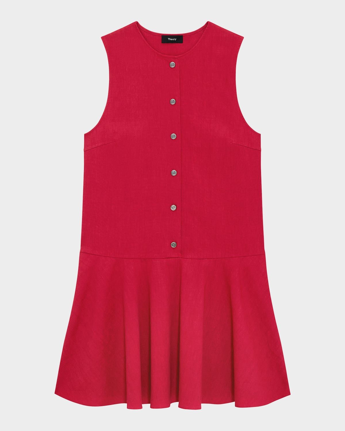 Drop-Waist Crunch Linen Mini Dress