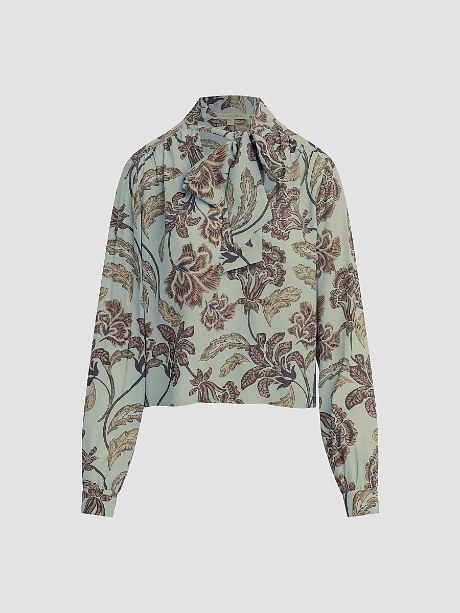 Women's The Simone Printed Blouse - Sky Paisley Floral - Size XS