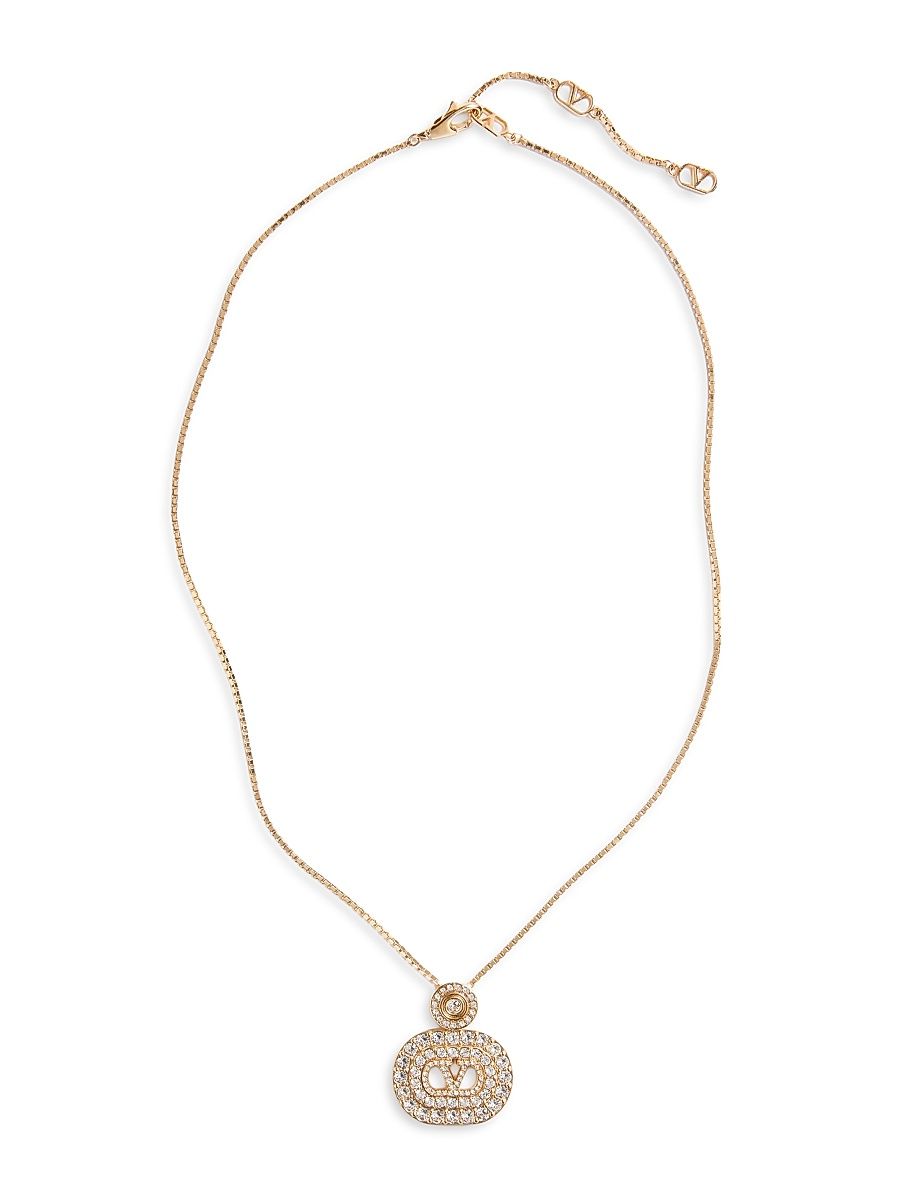 Women's VLogo Signature Metal and Swarovski Crystal Necklace - Gold Crystal