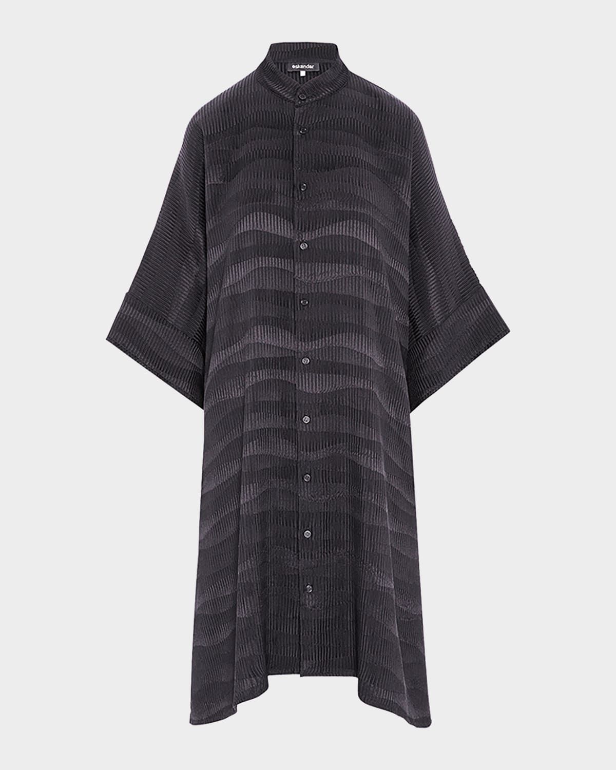 Collarless Short-Sleeve Kaftan Shirt (Very Long Length)