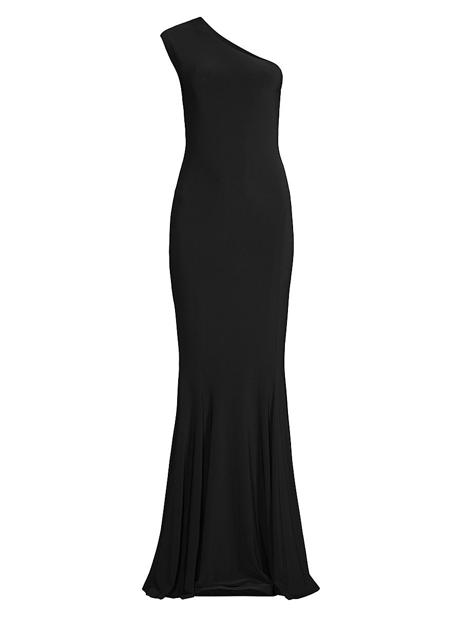Women's One-Shoulder Mermaid Gown - Black - Size Large