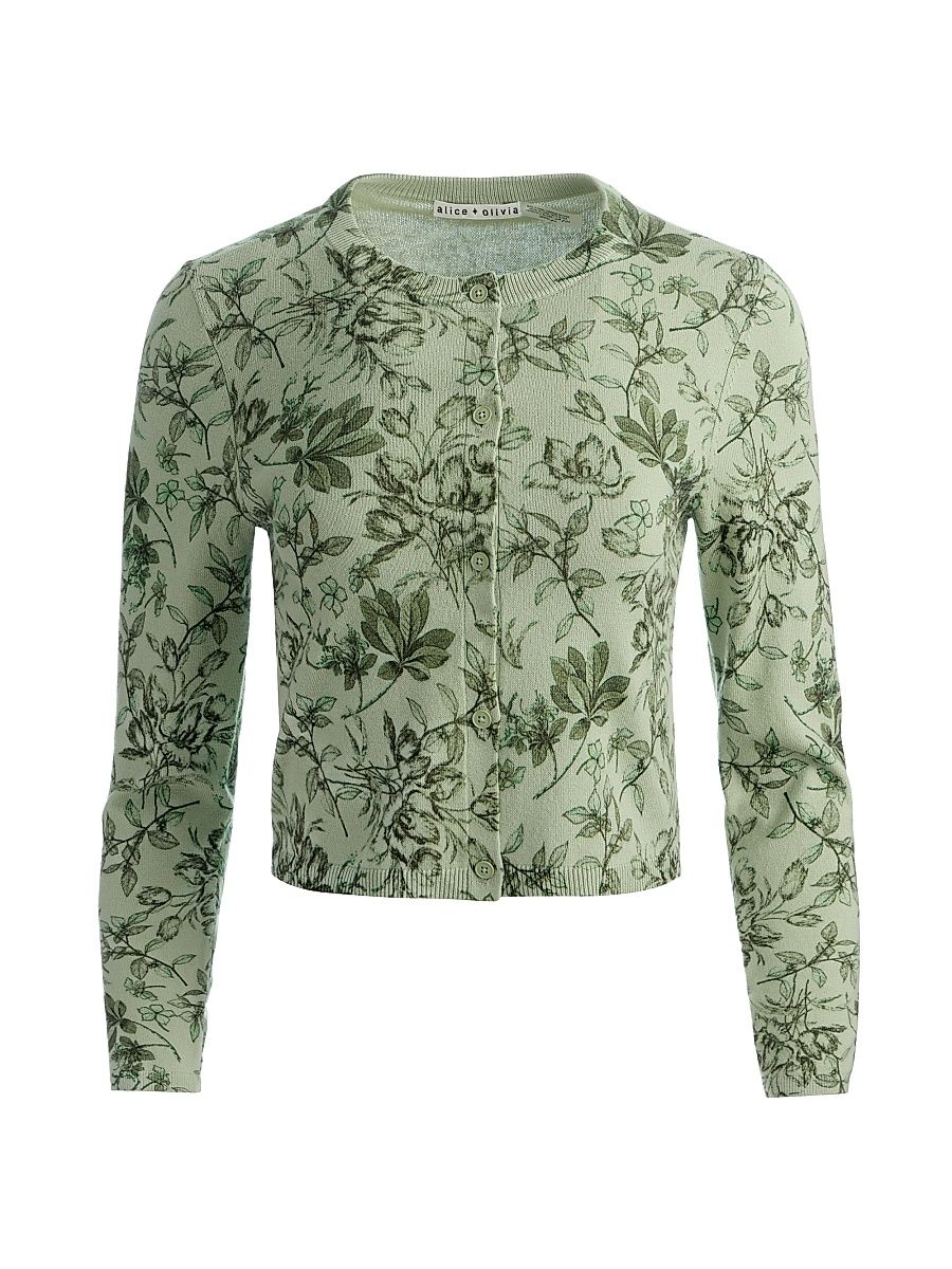 Women's Dollie Floral Cotton-Blend Cardigan - Mystic Garden Sage - Size XL