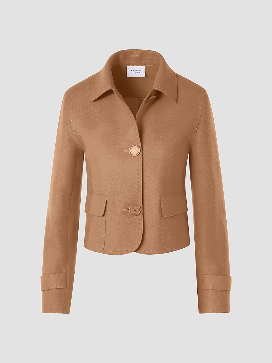Women's Boxy Wool-Blend Jacket - Camel - Size 16