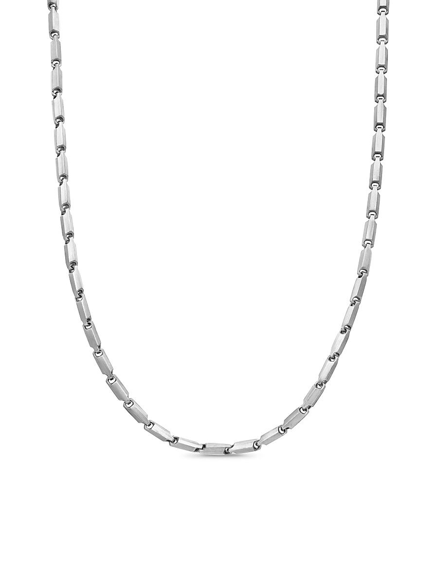 Men's Faceted Link Necklace in Sterling Silver - Silver - Size 24