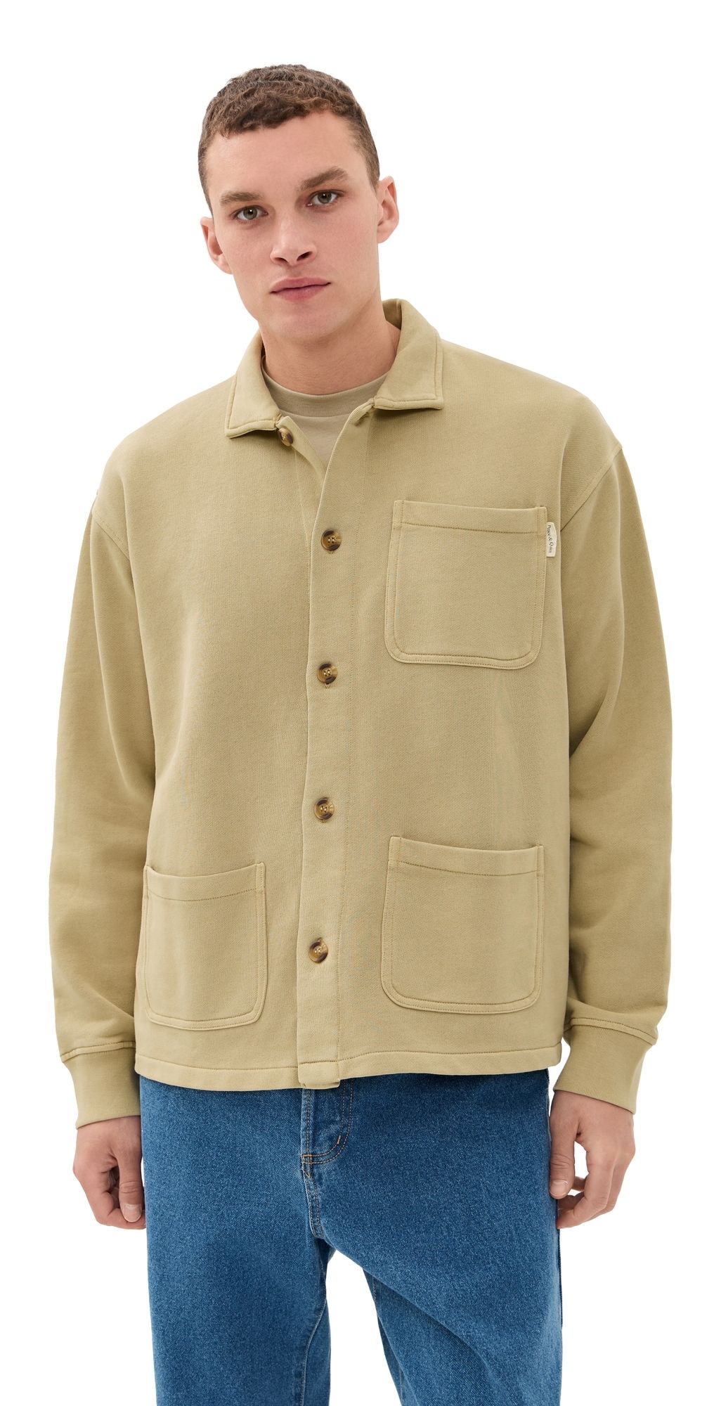Museum of Peace and Quiet Wordmark Jersey Chore Coat Tan M