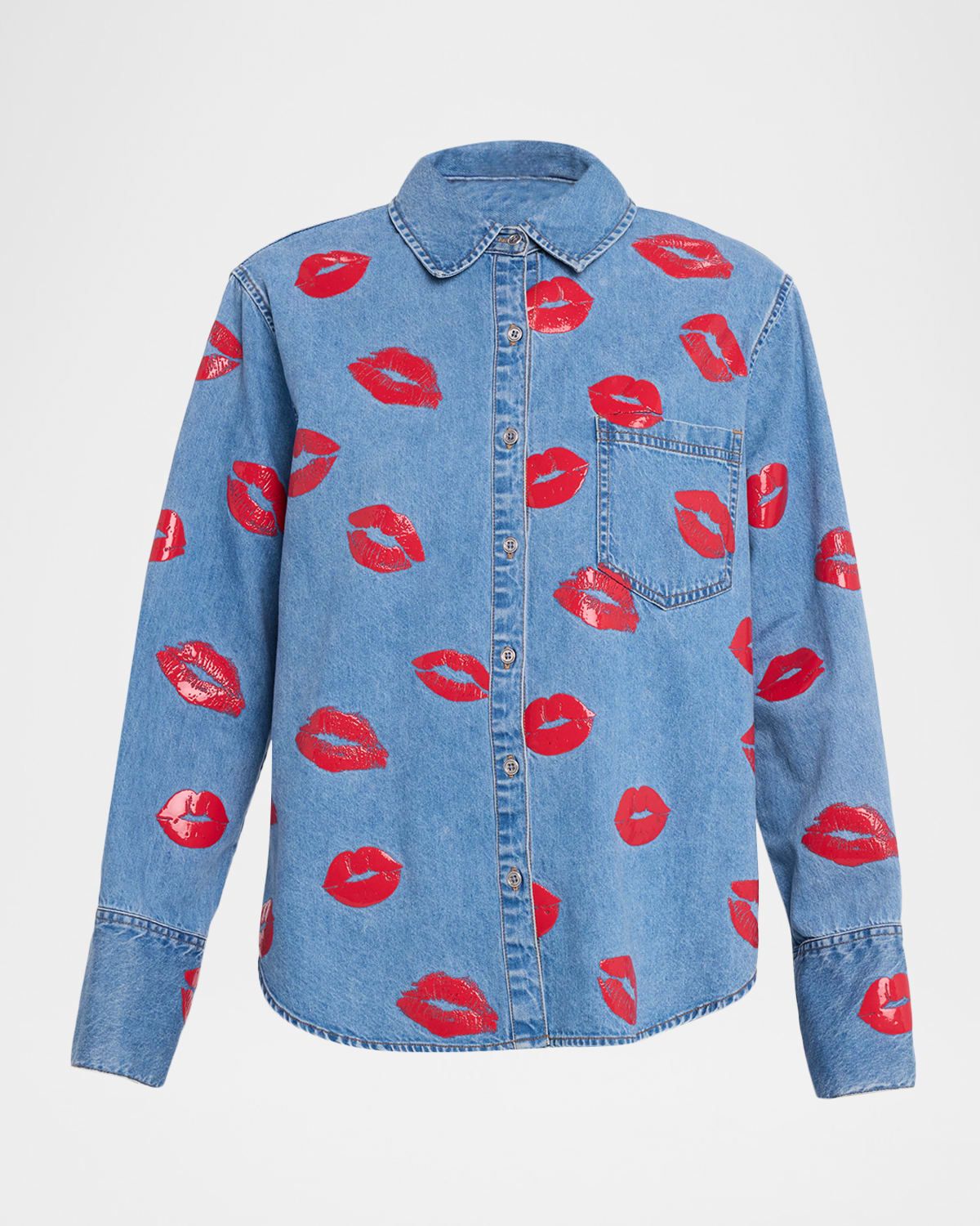 Finely Denim Lips Oversized Shirt