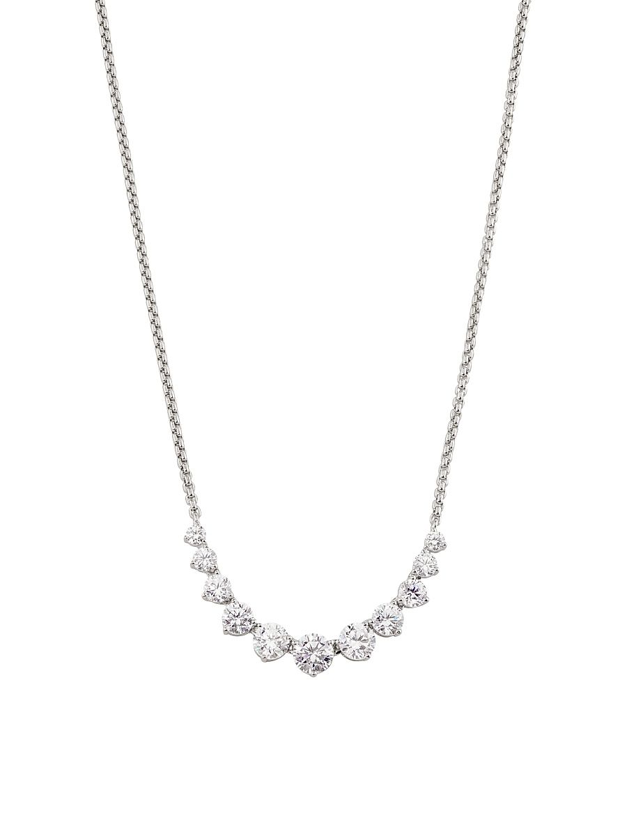 Women's Perfect Rhodium-Plated & Cubic Zirconia Bar Tennis Necklace - Rhodium