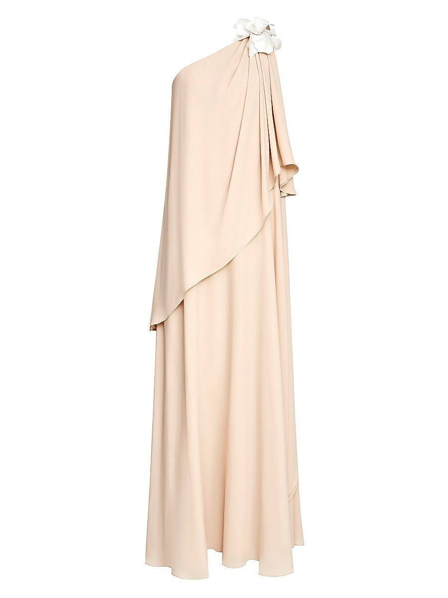 Women's Solena One-Shoulder Georgette Gown - Beige - Size 8