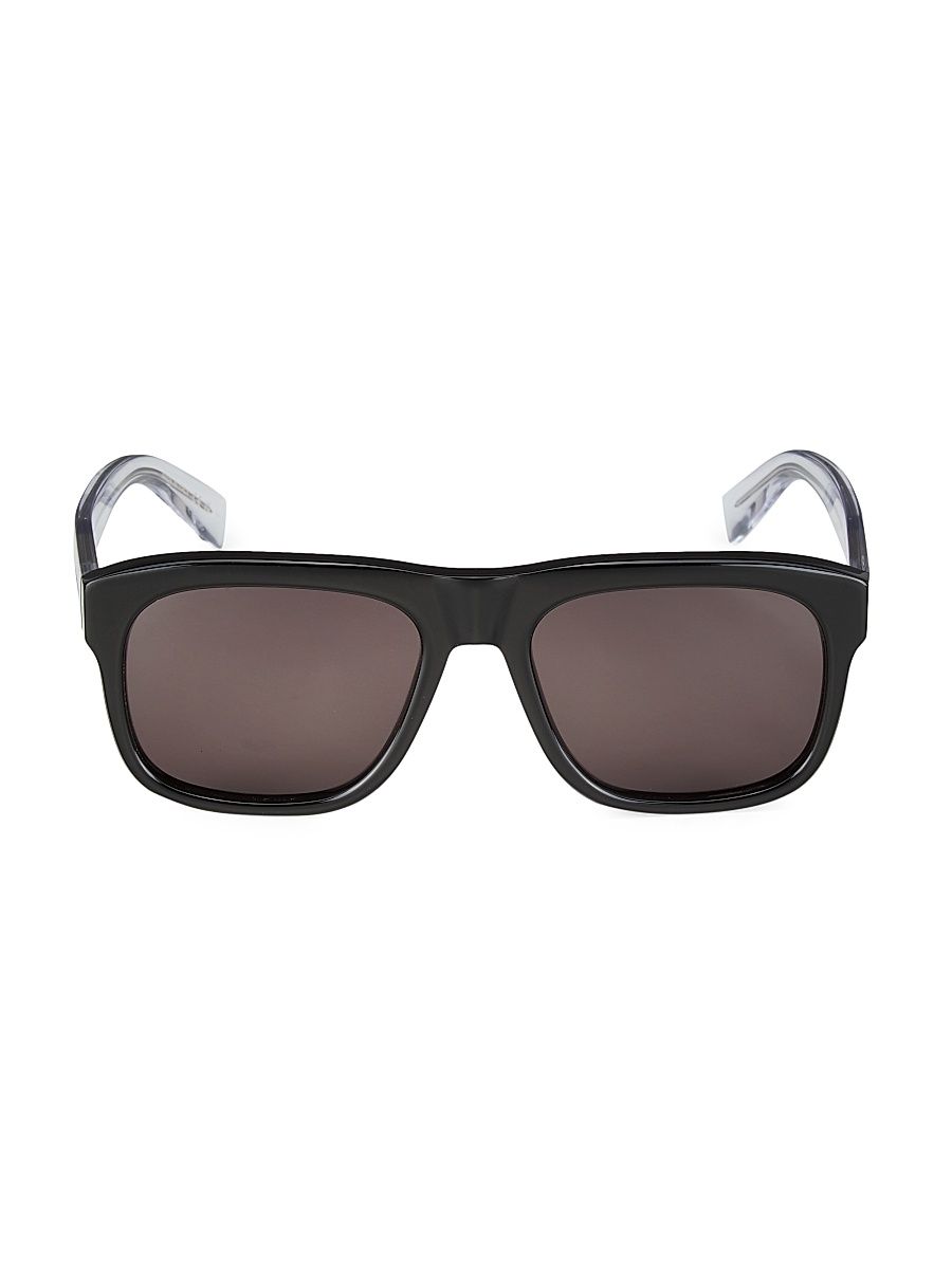 Men's New Wave 57MM Rectangular Acetate Sunglasses - Black