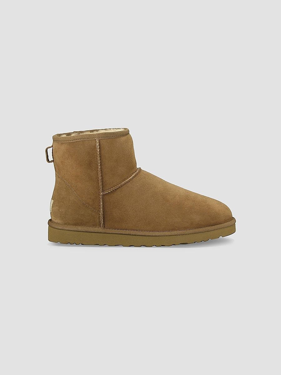 UGG Unisex Classic Heritage Suede & Shearling Classic Mini Bomber Boots - Chestnut - Size 12