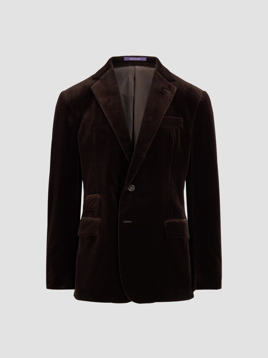 Ralph Lauren Purple Label Men's Kent Velvet Single-Breasted Jacket - Luggage Brown - Size 28