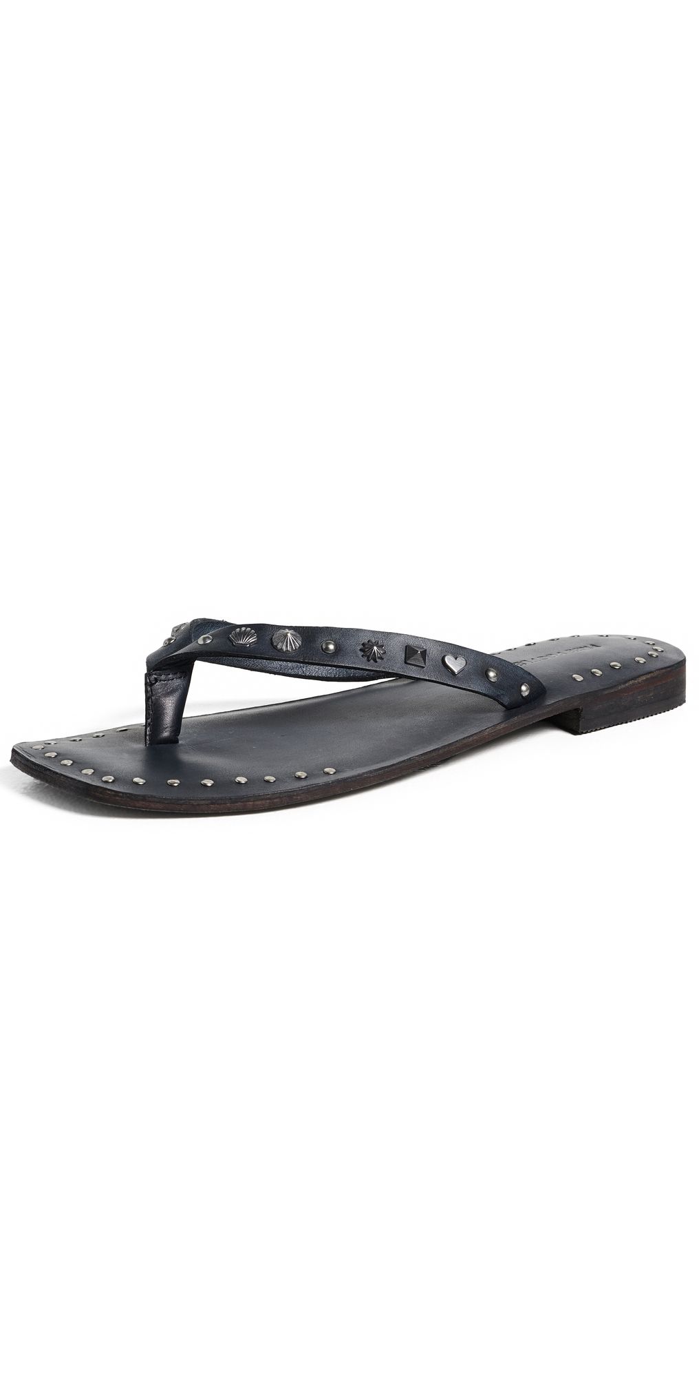 Free People Tide Flip Flops Black Leather 9.5