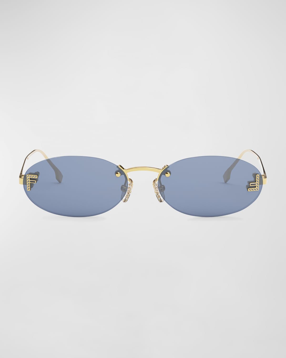 Embellished FF Oval Metal Sunglasses