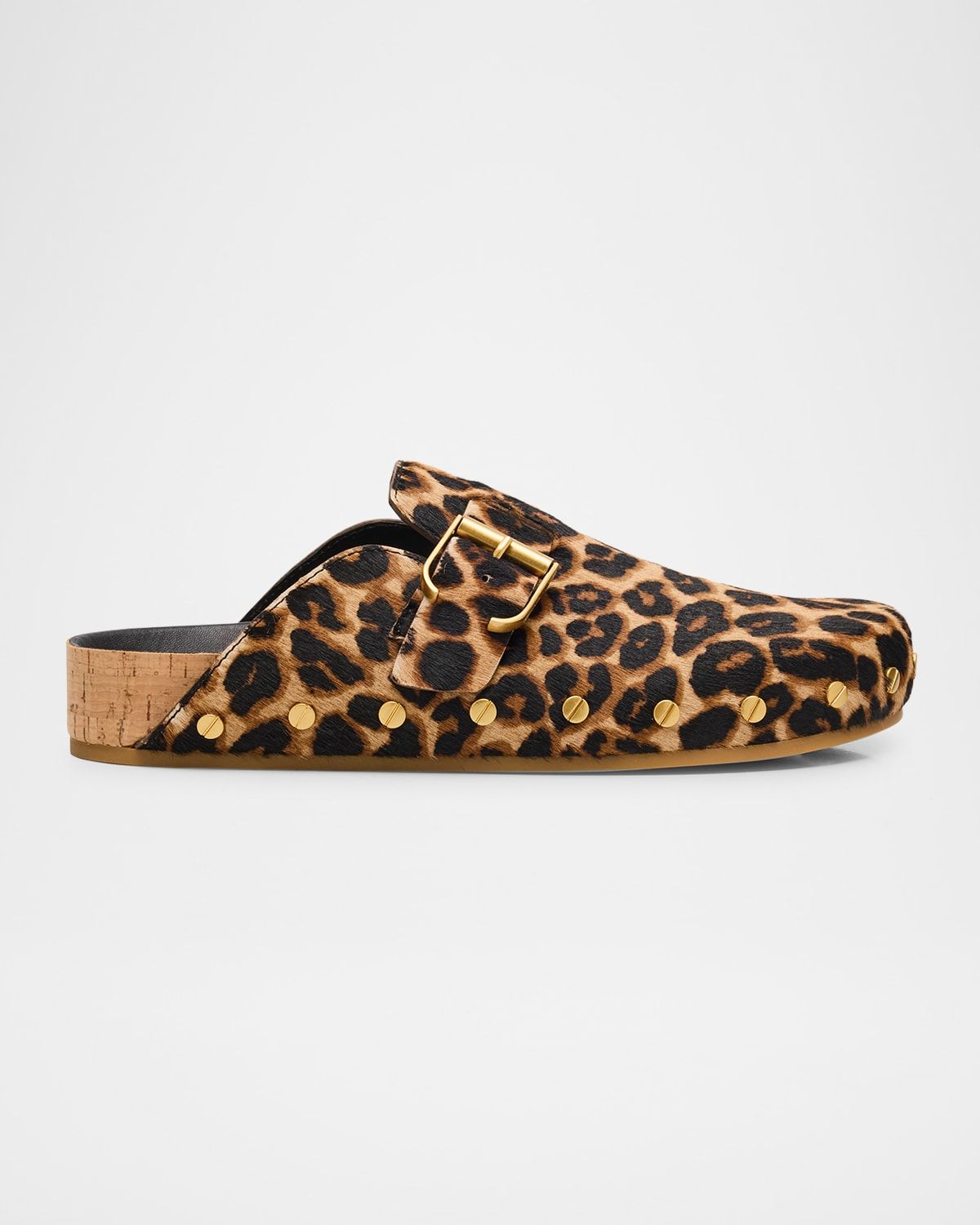 Fern Leopard-Print Pony Hair Clogs