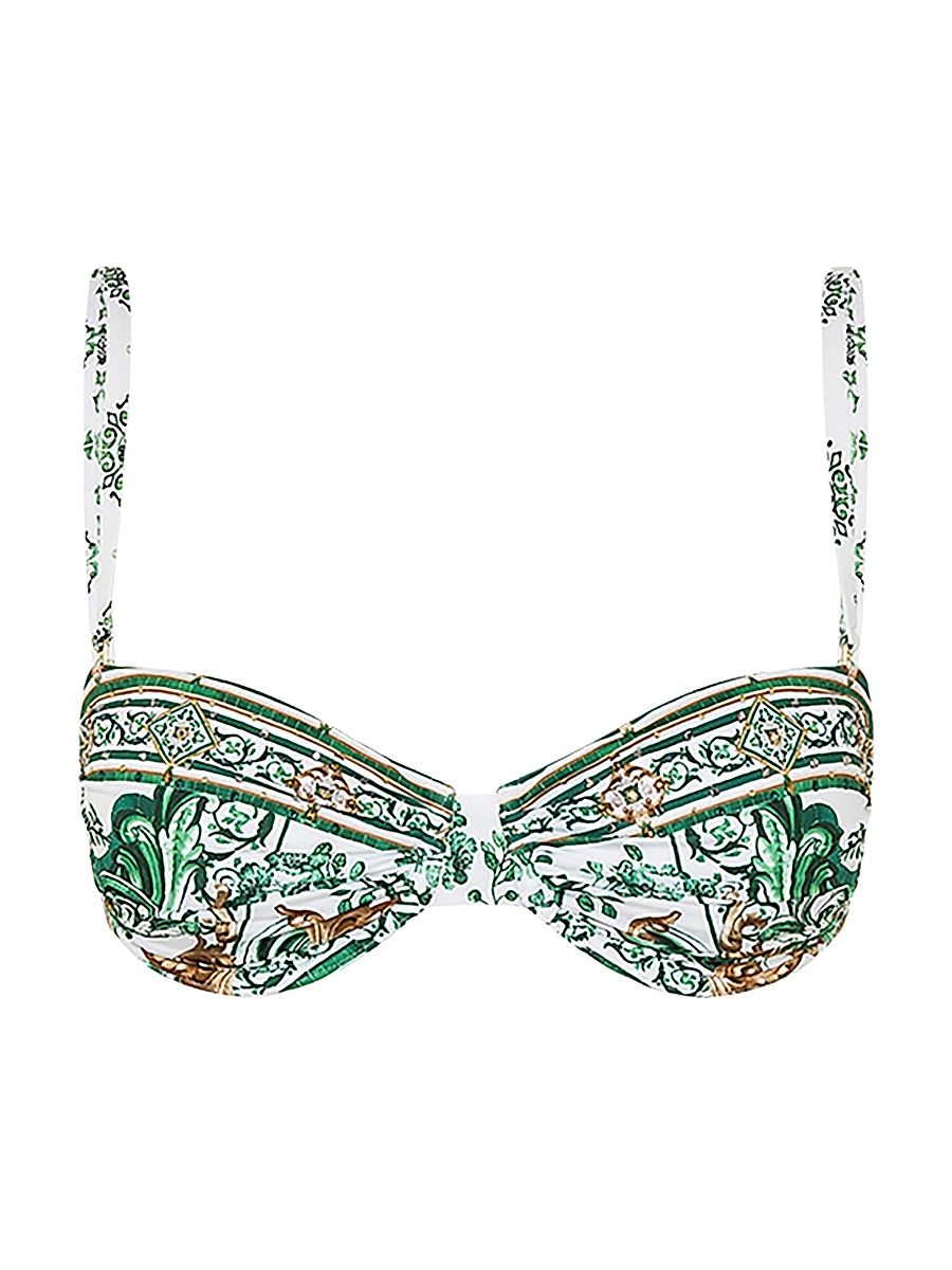 Women's Ruched Underwire Bra Bikini Top - Corridor Of Calm - Size Small