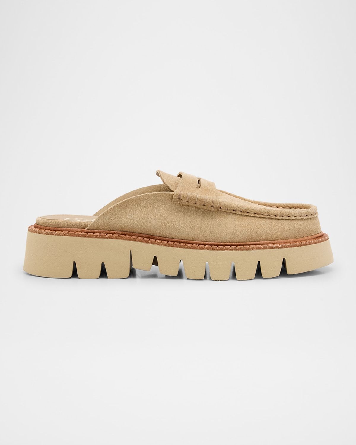 Savy Suede Lug Loafer Mules