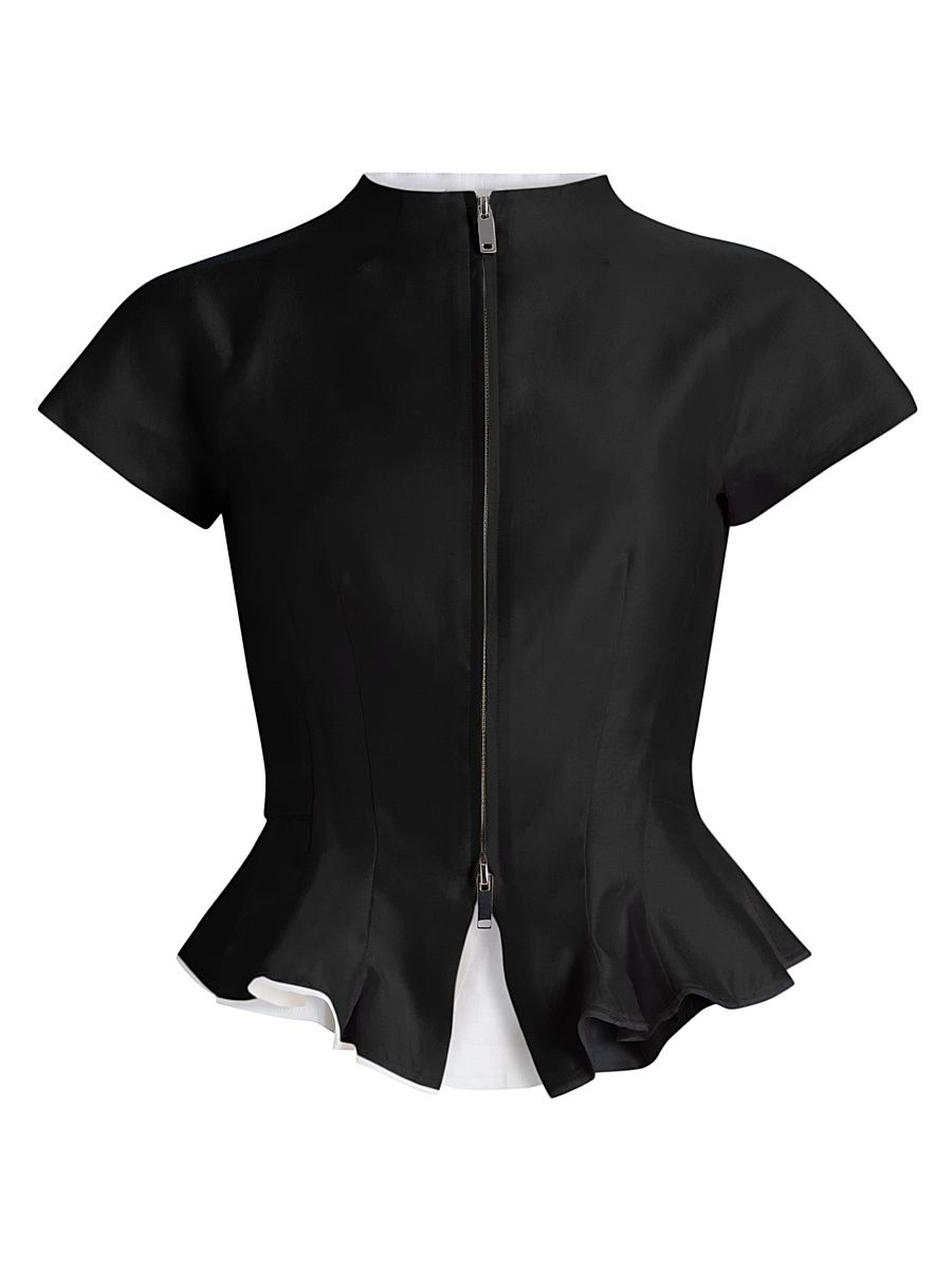 Women's Maelle Wool-Blend Peplum Top - Black - Size 12