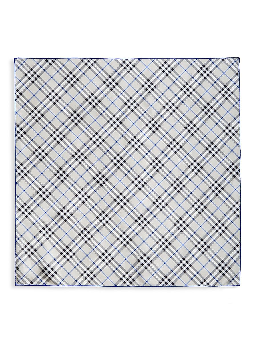 Men's Check Silk Scarf - Lichen