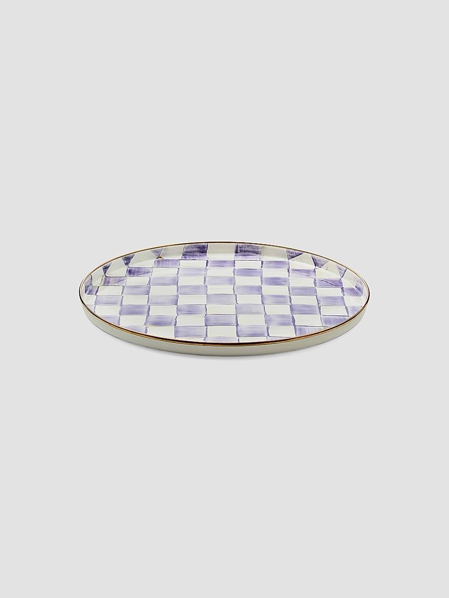 Violet Check Round Tray