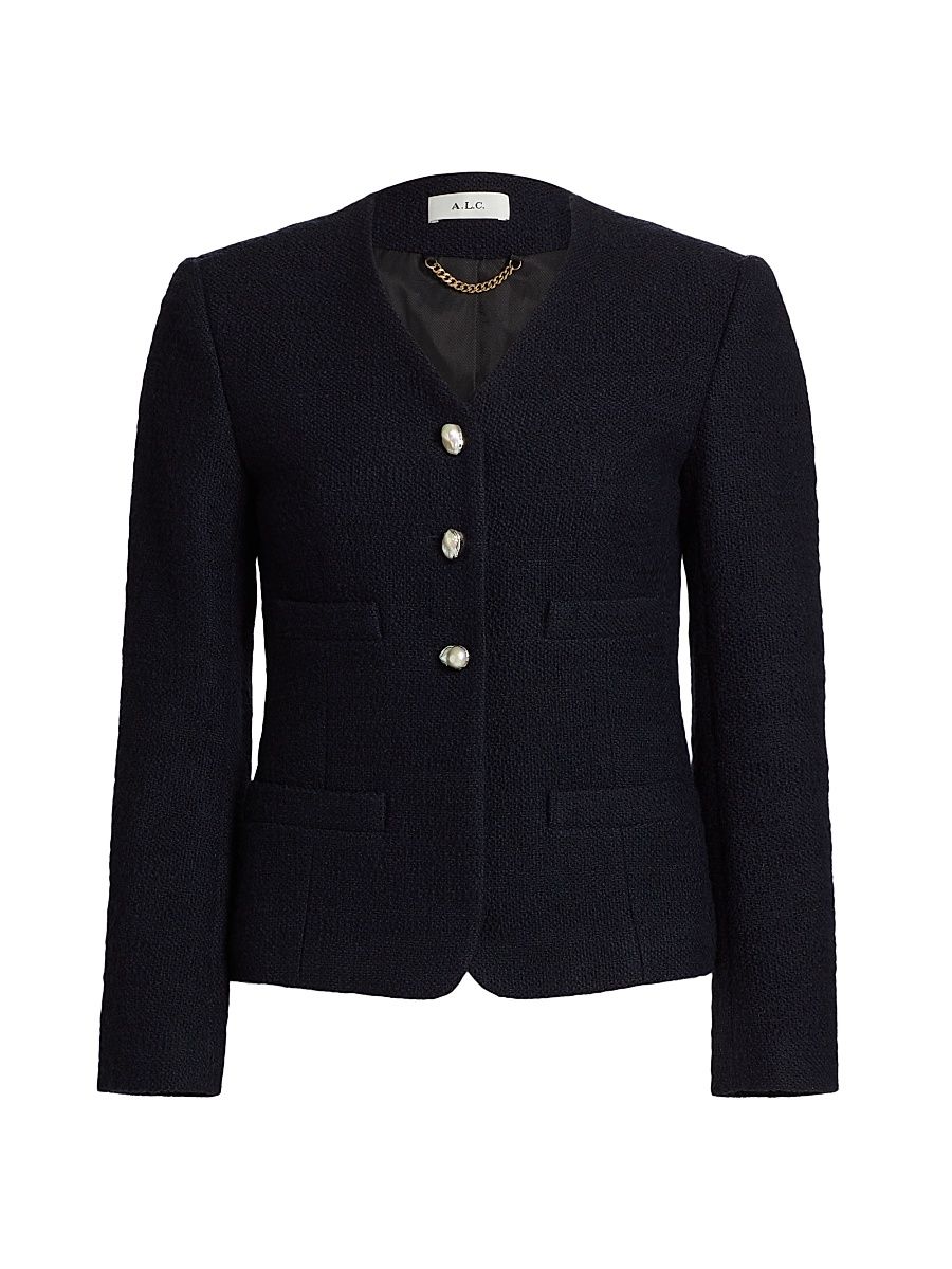 Women's Luca Bouclé Tailored Jacket - Deep Navy - Size 6