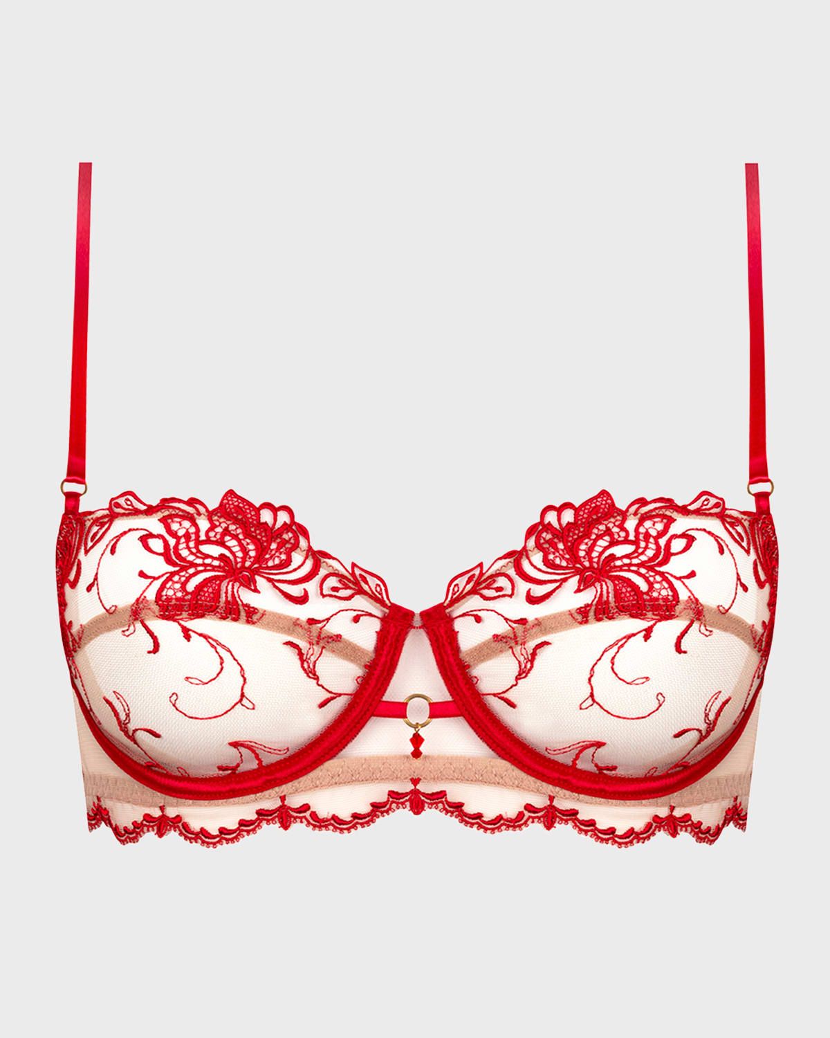 Nude Solaire Embroidered Mesh Demi Bra