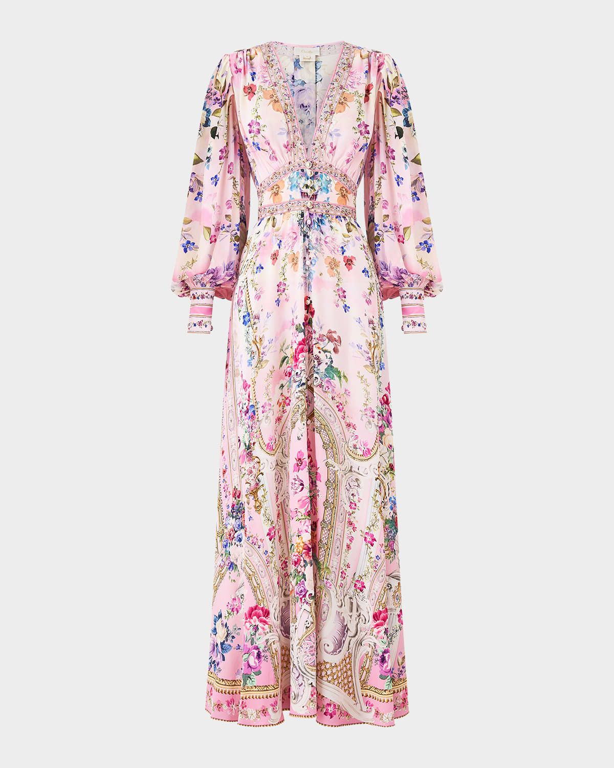 Palatial Pastels Shaped Waistband Maxi Dress