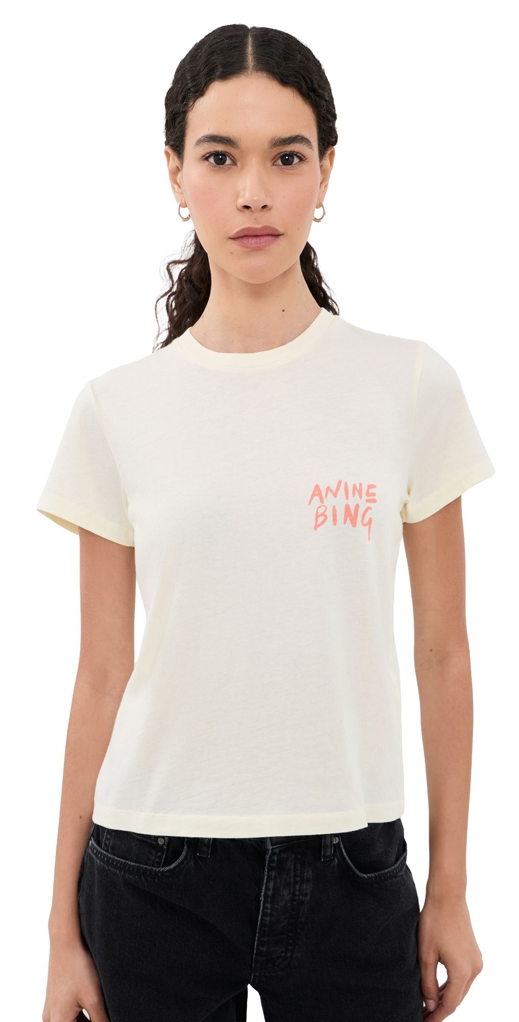 ANINE BING Shelley Surfer Tee Washed Buttercream M