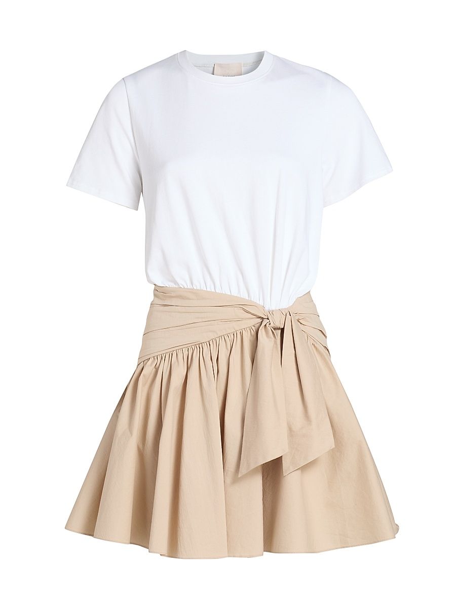 Women's Leslie Cotton Combo Crewneck Minidress - White Khaki - Size XL