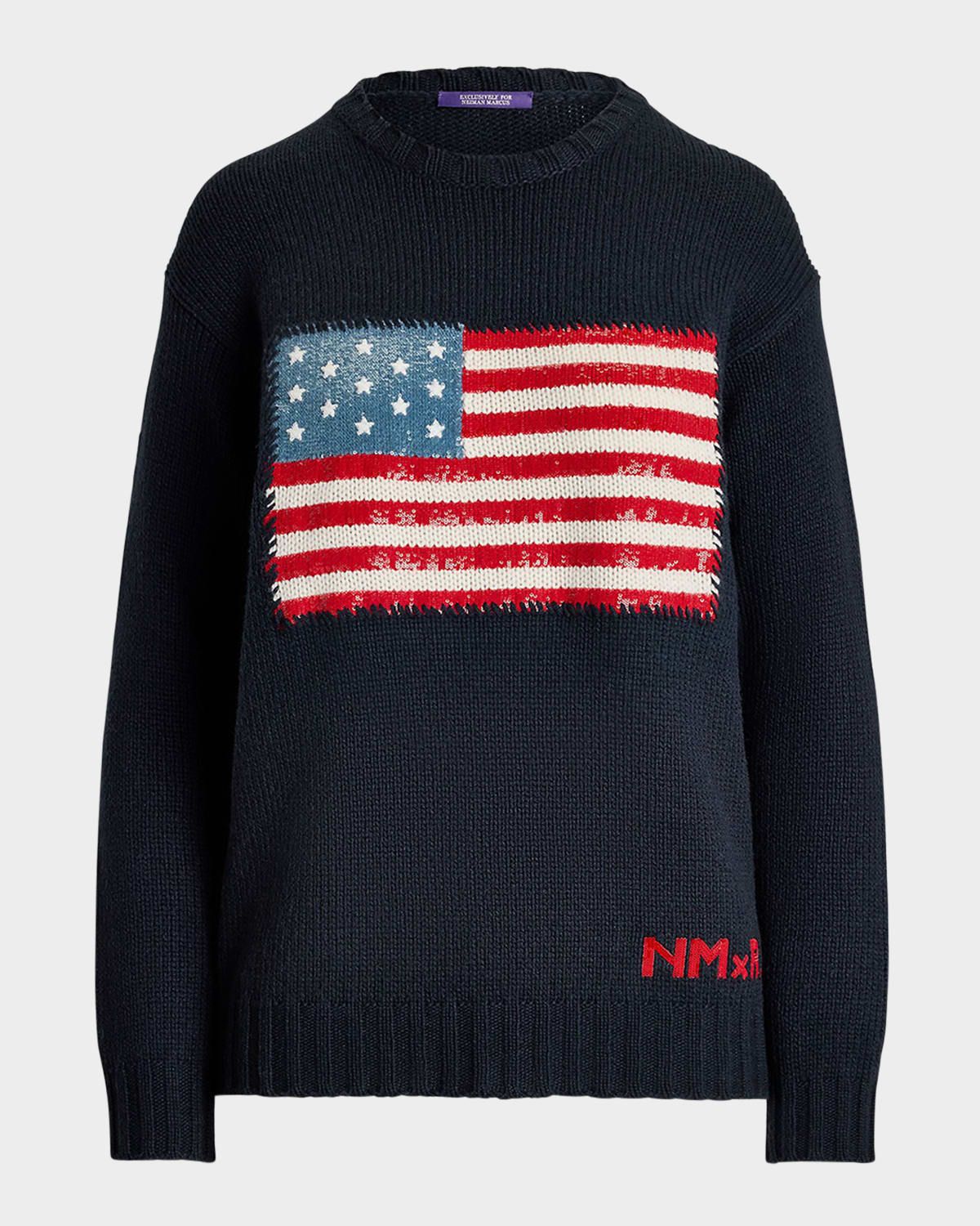 NM x RL Sequin Flag Cashmere Sweater