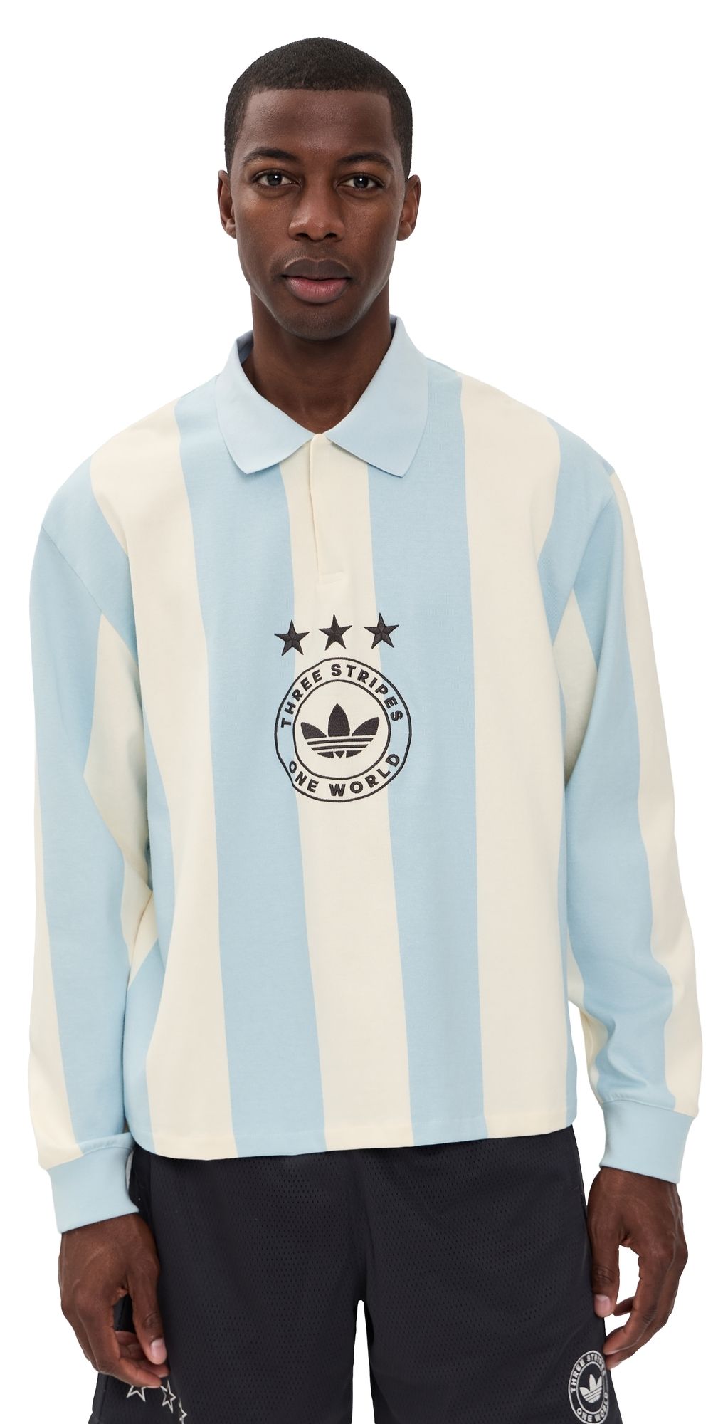 adidas Long Sleeve Rugby Shirt Blue M