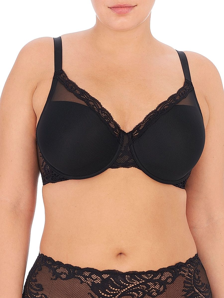 Women's Feathers Full Figure Plunge T-Shirt Bra - Black - Size 42DD