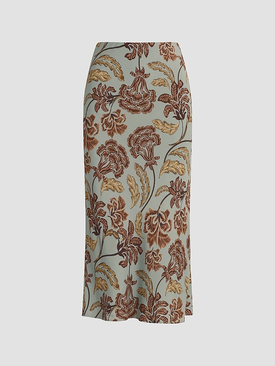 Women's The Jojo Floral Tapestry Midi Skirt - Sky Paisley Floral - Size Large