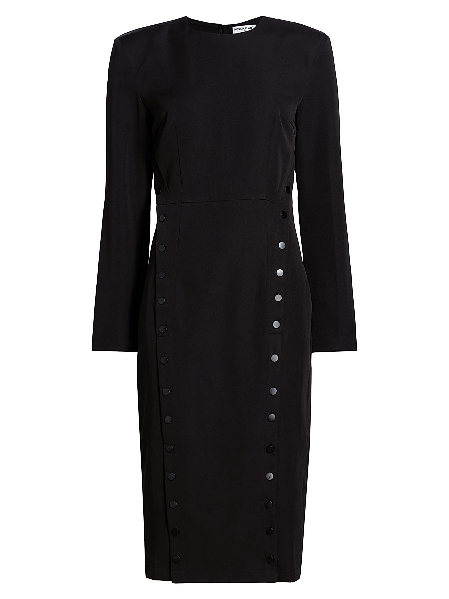 Women's Cora Long-Sleeve Midi-Dress - Black - Size Small
