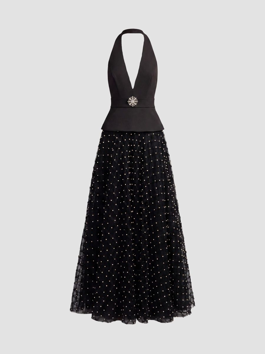 Mac Duggal Women's Embellished Halter Gown - Black - Size 14