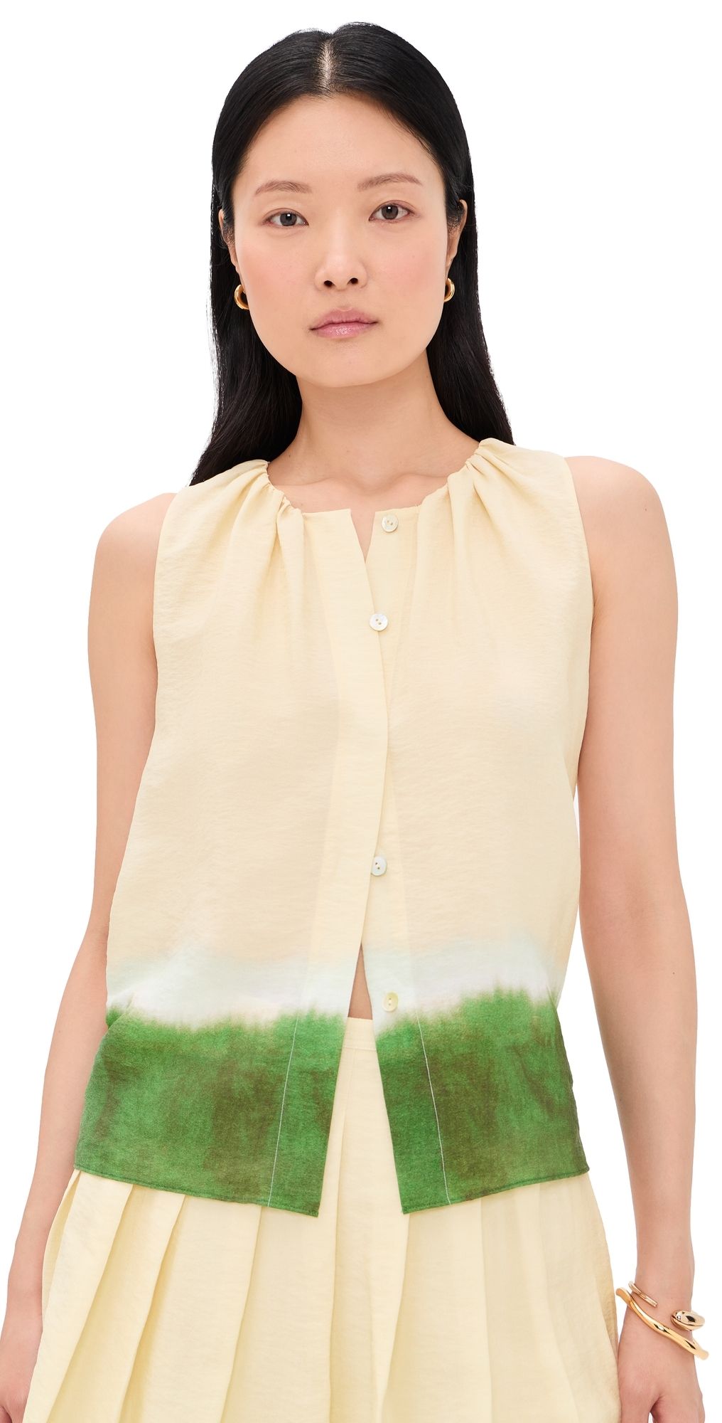 Vince Dip-Dye Top Porcelain/Herba XXS
