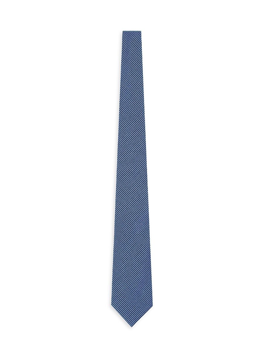 Men's Textured Woven Silk Jacquard Tie - Blue