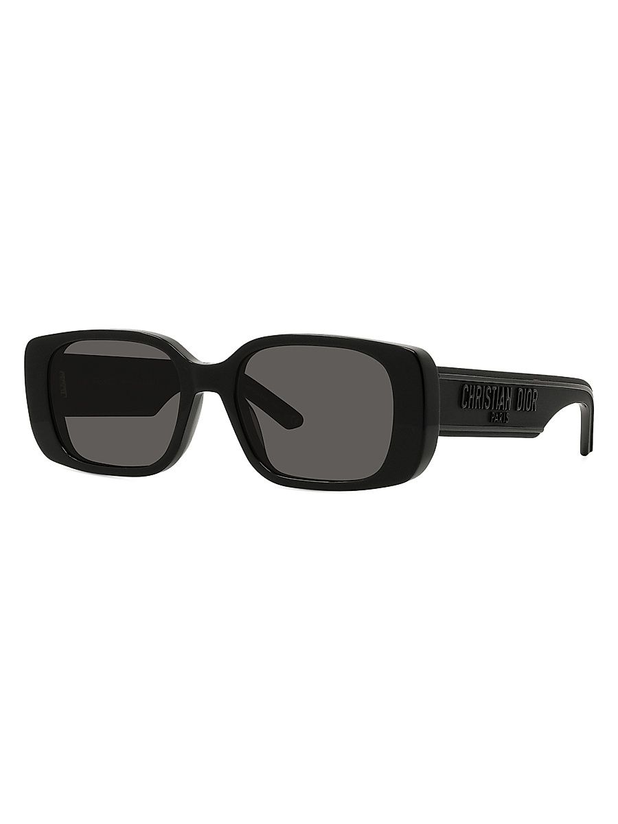 Women's Wildior S2U 53MM Geometric Sunglasses - Shiny Black Smoke