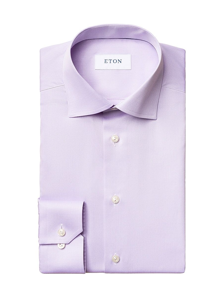 Men's Contemporary-Fit Twill Dress Shirt - Purple - Size 18