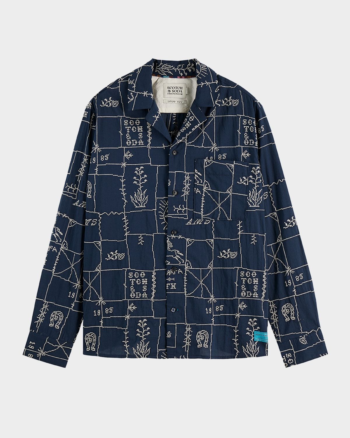 Men & apos;s Allover Embroidered Button-Down Shirt