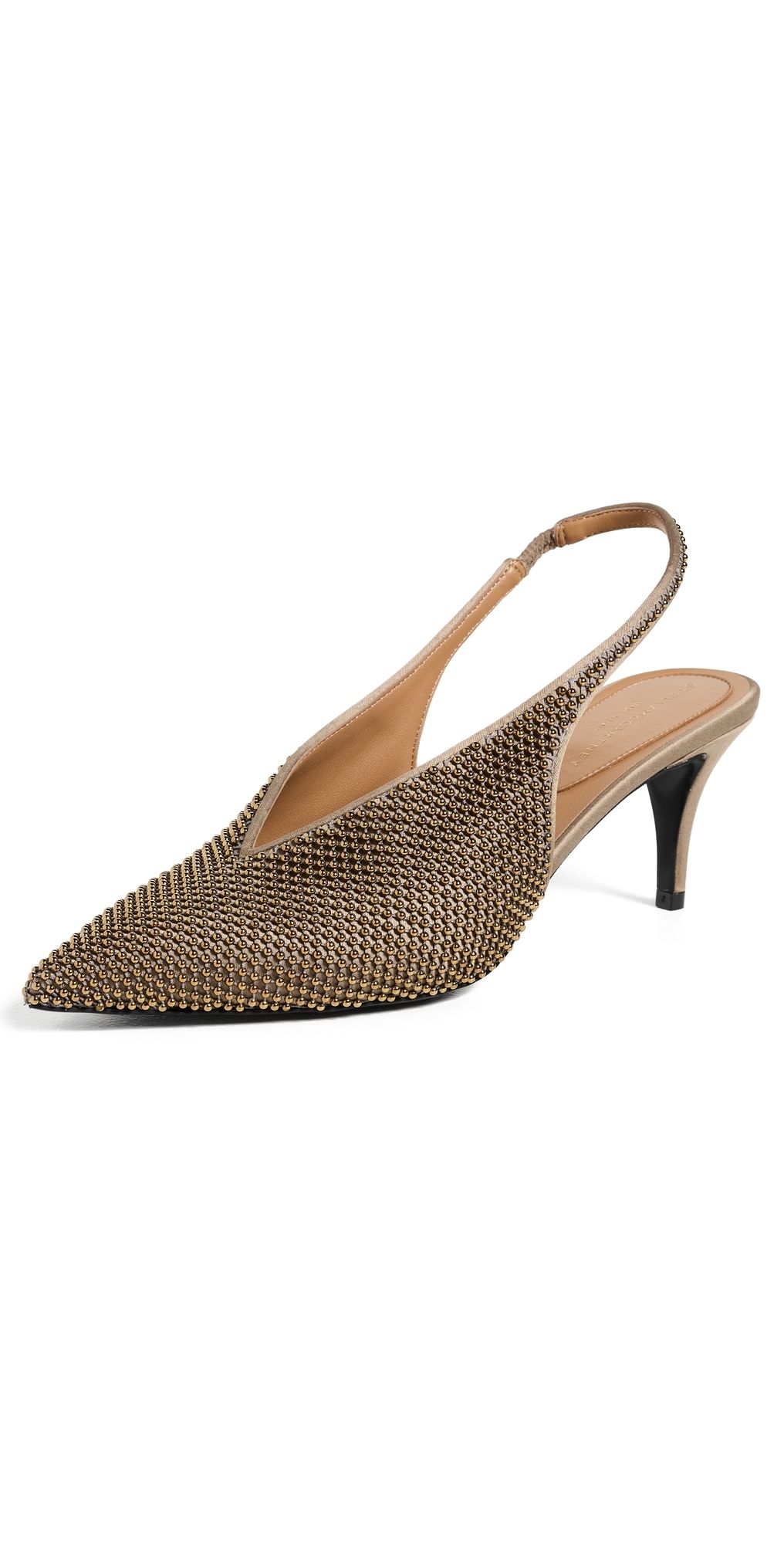 Stella McCartney Studded Mesh Slingbacks Bronze 37
