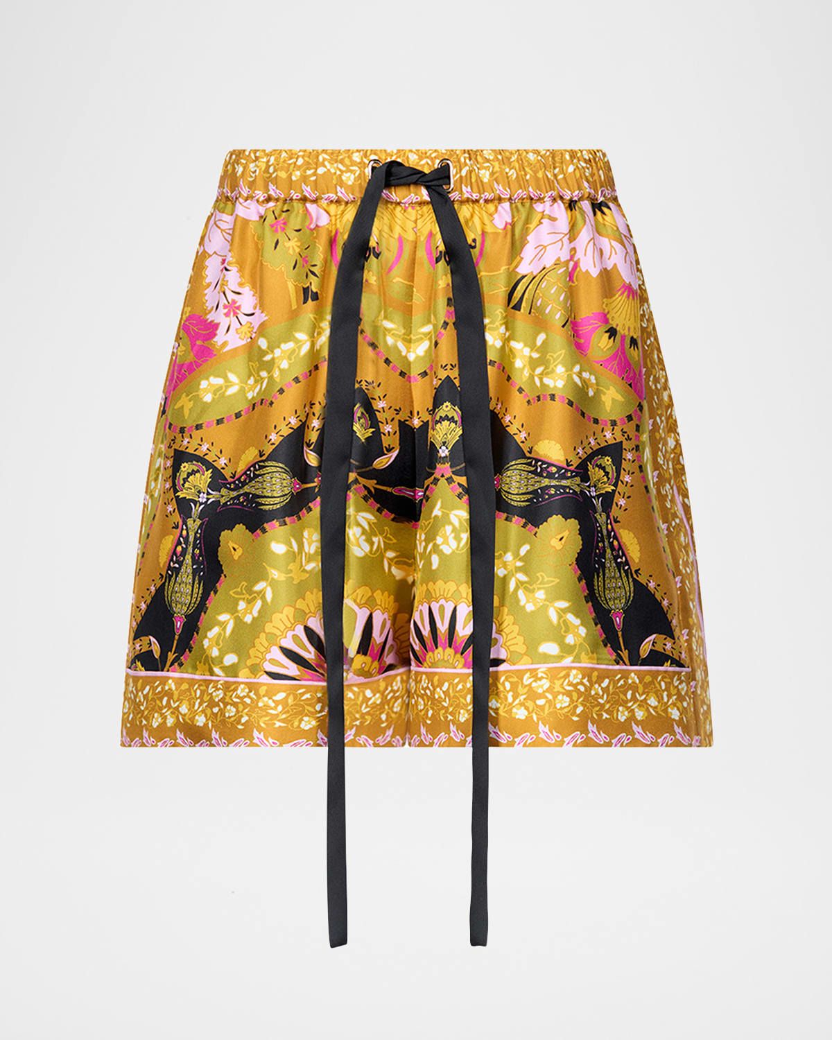 Delfine Floral-Print Silk Shorts