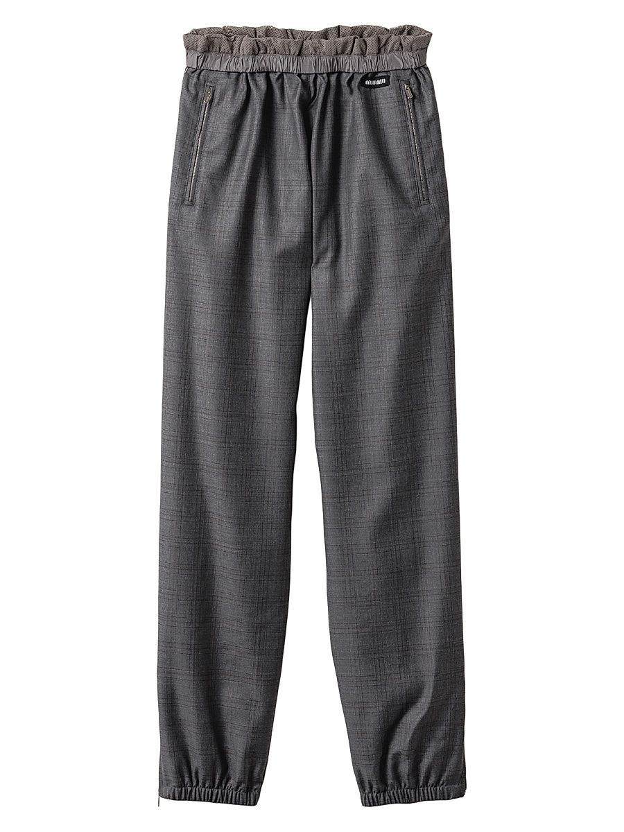 Women's Prince of Wales Checked Joggers - Grey - Size 6