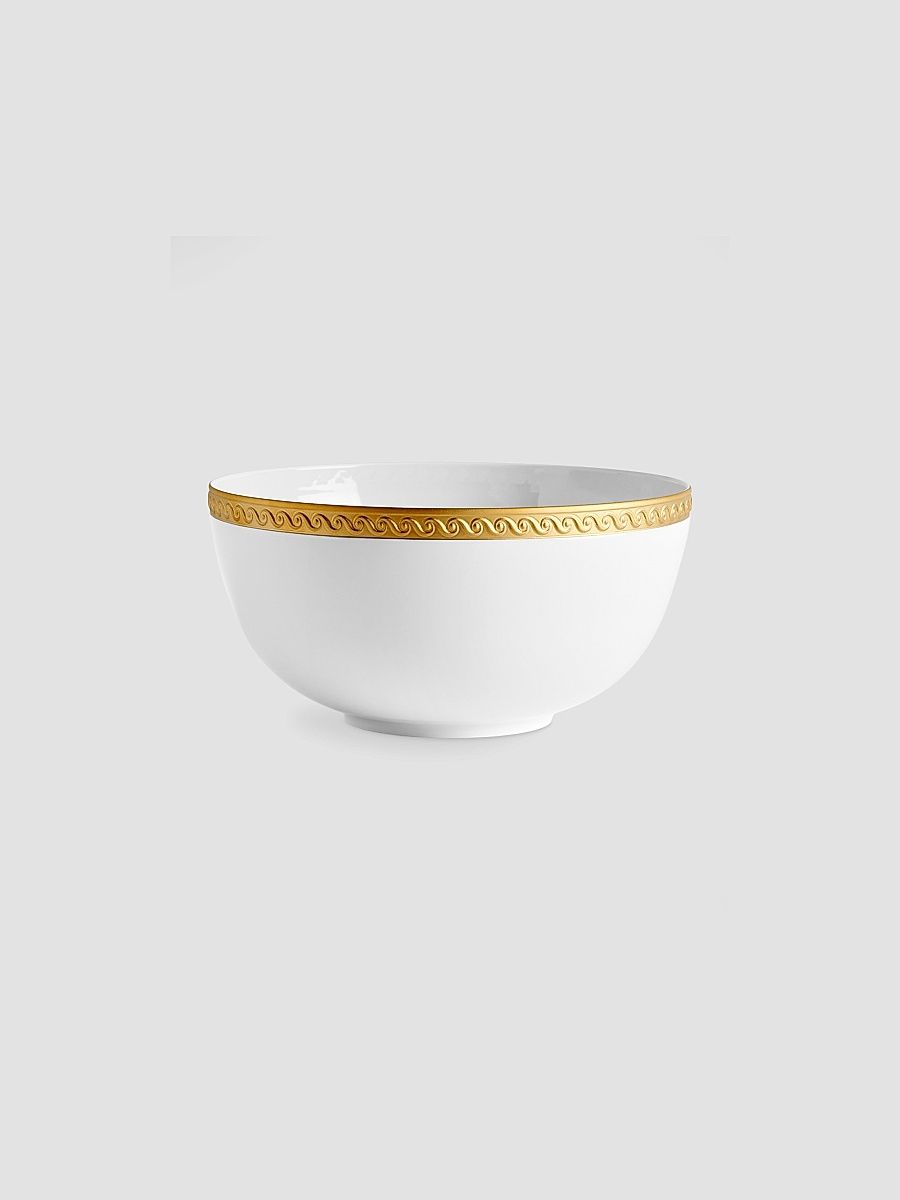 L'Objet Neptune Porcelain & 24K Gold Large Bowl - White Gold